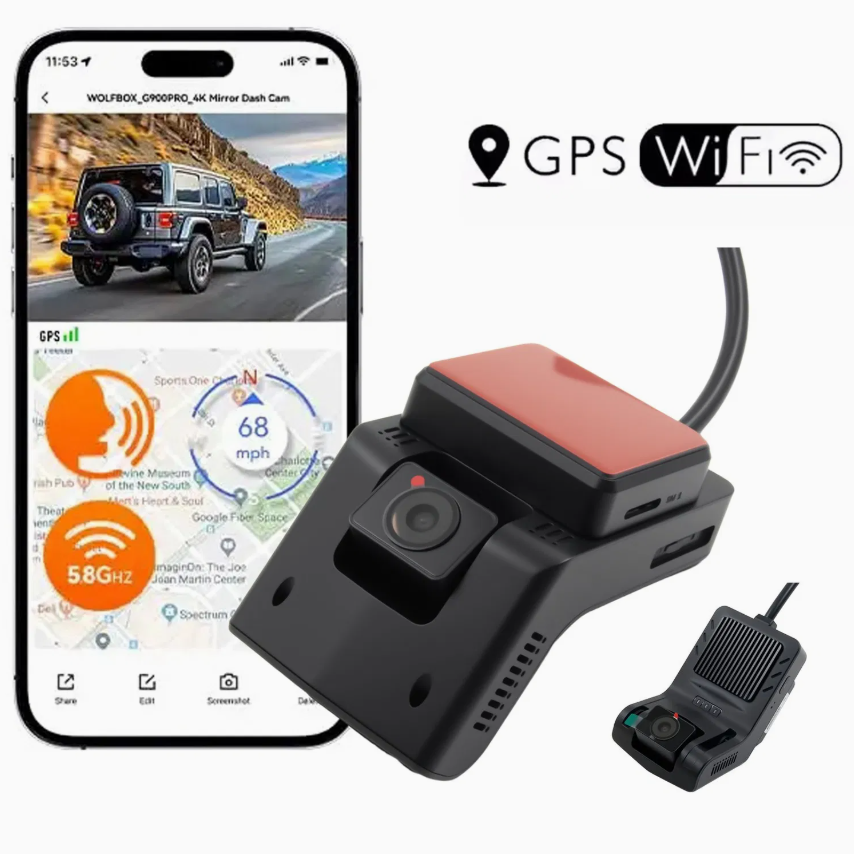 4G Dash Cam with GPS, ADAS & DMS – Front & Interior Dual Camera WiFi Loop Recording Car Video Recorder